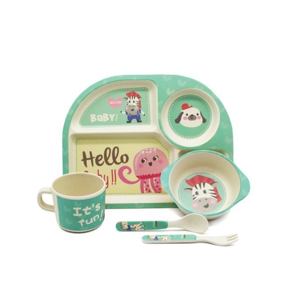 Happy vacation in zoo bamboo kids dinnerware