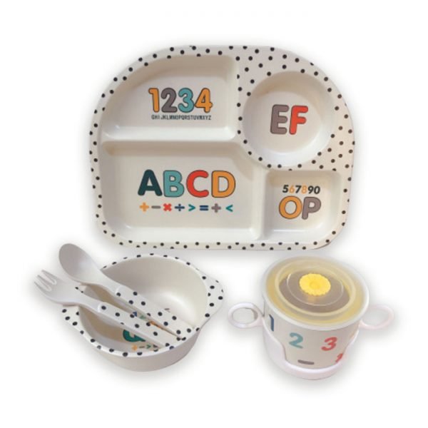 Simple letter kids dinner plate set gift for children