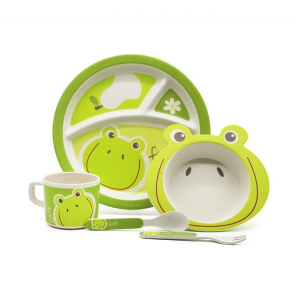 Unique dinnerware sets smile light green frog