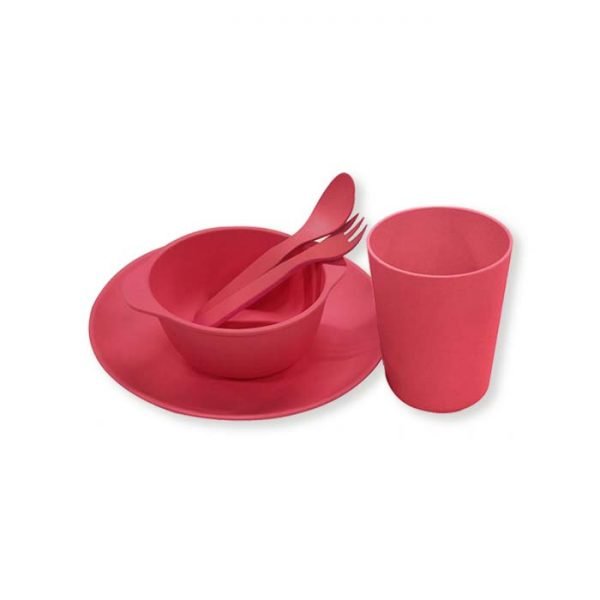 5 PCS rose red PLA with bamboo fiber kids dinnerware set