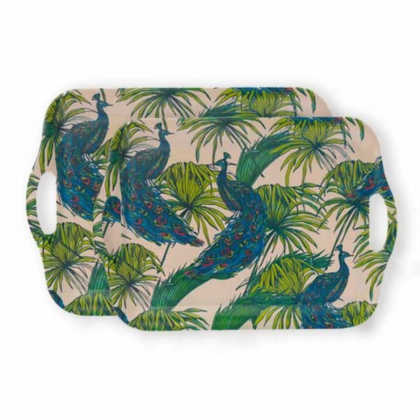 Peacock serving food tray eco bamboo fibre