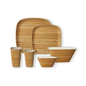Bamboo design dinnerware set for 6 square shape
