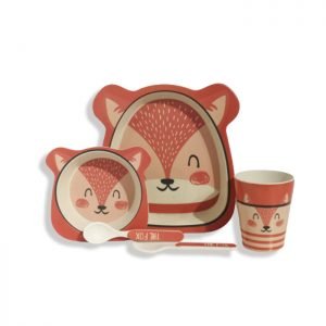 Aveco red fox dinnerware set modern for baby