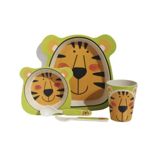 Big tiger green dinnerware with ears easy to hold