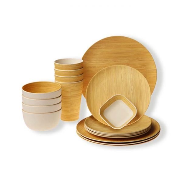 17pcs Aveco natural bamboo pattern tableware set