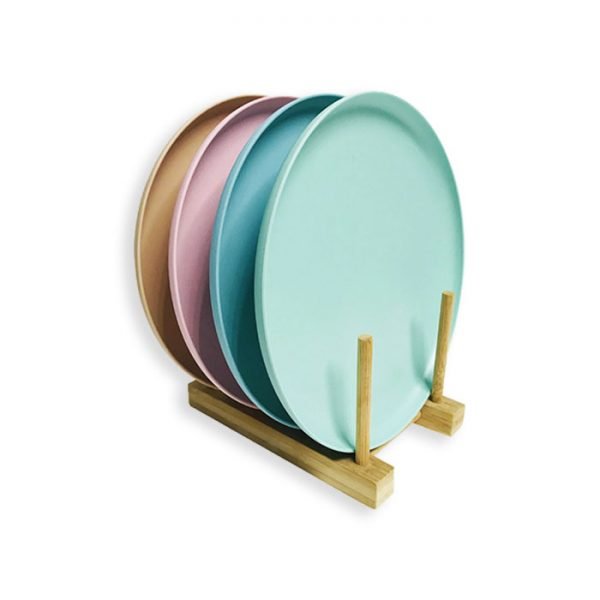 PLA platter in 4 colors with exhibition wooden stand