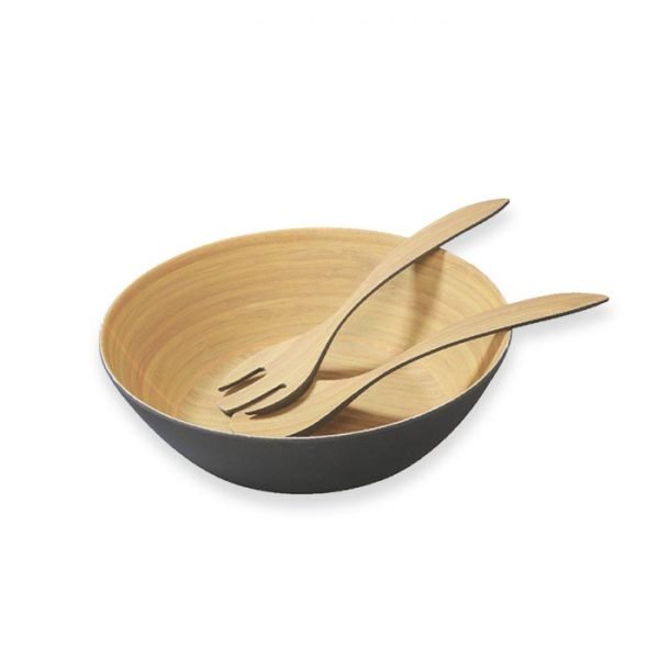 Bamboo fiber mixing bowls with front pattern cutlery