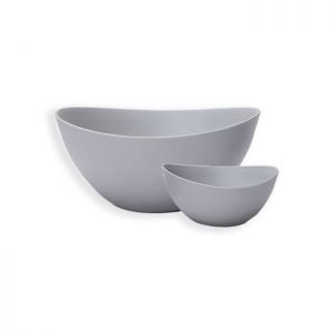 Aveco gray color oval big and small bamboo salad bowl set