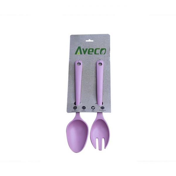 Aveco big salad cutlery with 2 color printed kraftcard