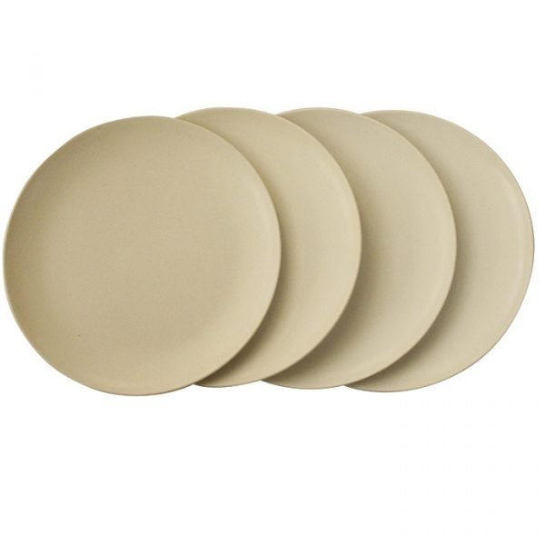 Pure beige color kids dinner plate 4 pcs a set