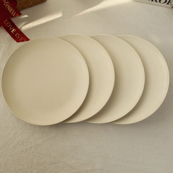 Pure beige color kids dinner plate 4 pcs a set