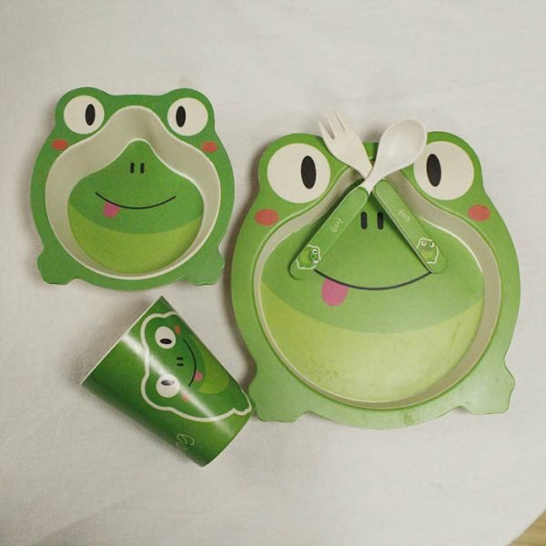 Aveco 5pcs plate bowl kids cup animal modern dinnerware sets frog 3