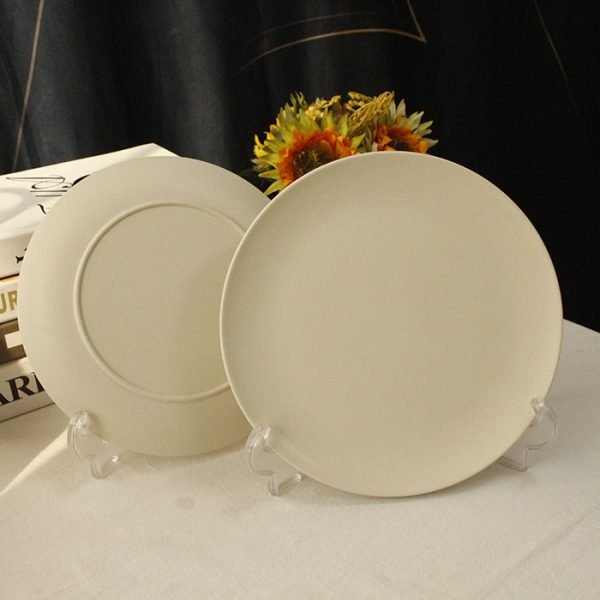 Pure beige color kids dinner plate 4 pcs a set