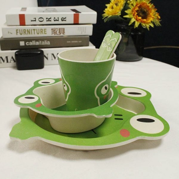 Aveco 5pcs plate bowl kids cup animal modern dinnerware sets frog 2