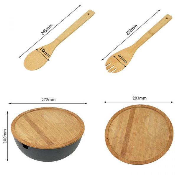 Black-bamboo-fiber-bowl-with-lid-and-cutlery-set-2