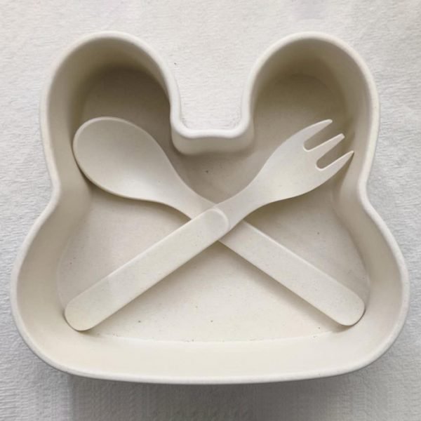 Rabbit set with safe fork and spoon children dinnerware (2)