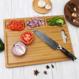 Aveco best cutting board with 3 same size storage slot