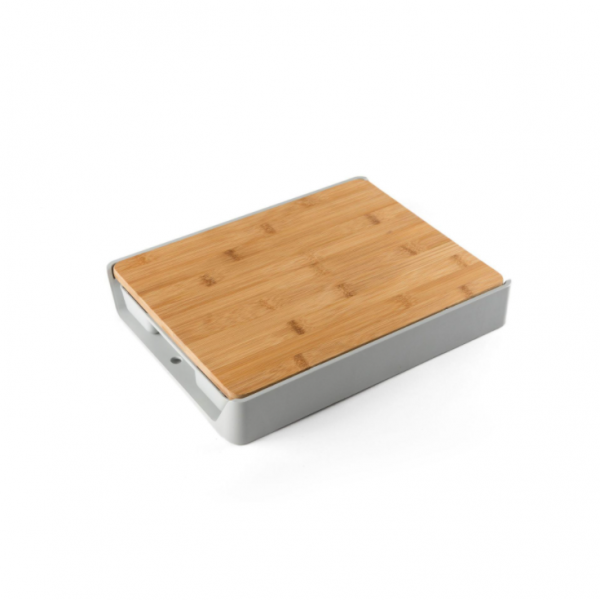 Aveco bamboo cutting board with grey drawer easy to carry